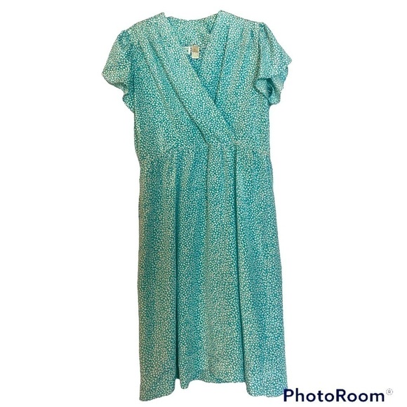Vintage 60’s/70’s Lady Carol Petites of New York Teal Patterned Dress 👗 - Picture 1 of 7